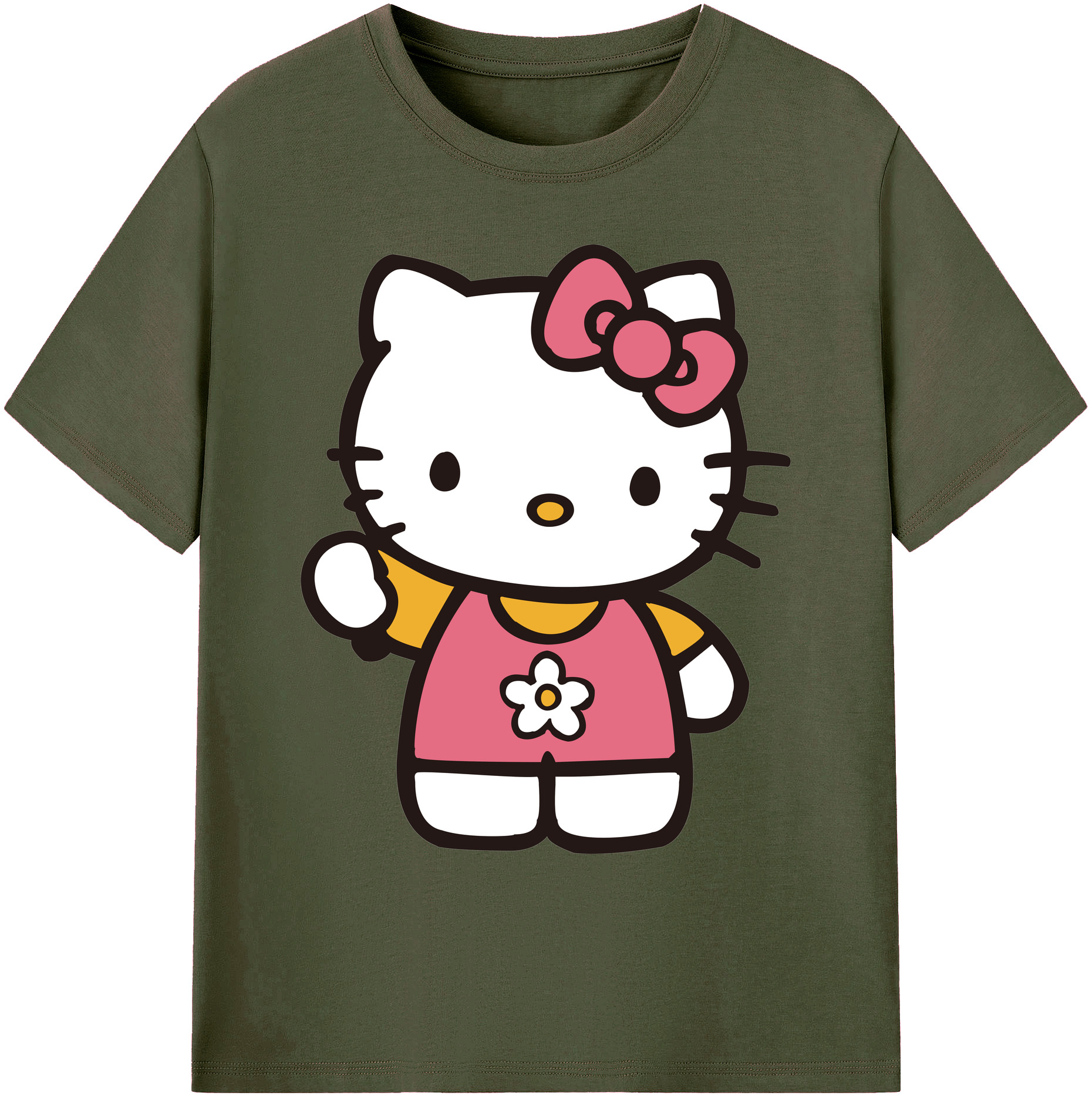 （画像用） Hello Kitty ハローキティ 綿100％ メンズ半袖Tシャツ｜肌触りやわらか＆通気性